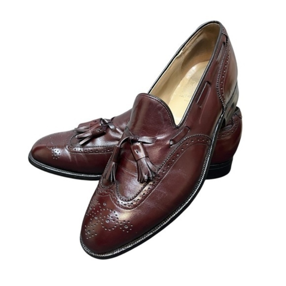 Johnston & Murphy Men’s 9D Burgundy Tassel Loafers Leather Sole